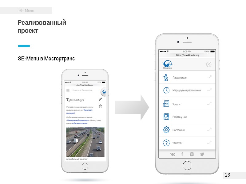 Реализованный проект SE-Menu в Мосгортранс 26 Реализованный проект SE-Menu в Мосгортранс 26